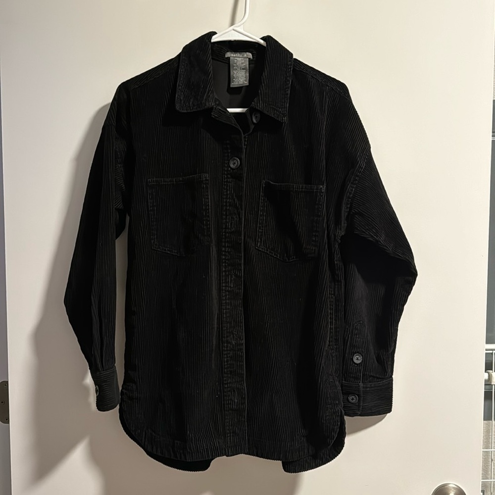 Black velvet shirt.